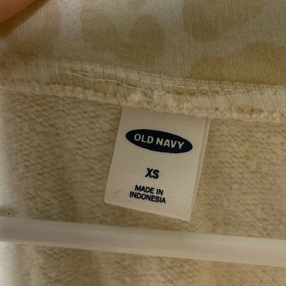 Old Navy Women’s Cream Leopard Print Half Zip With Draw String Waist Size XS - Picture 3 of 5